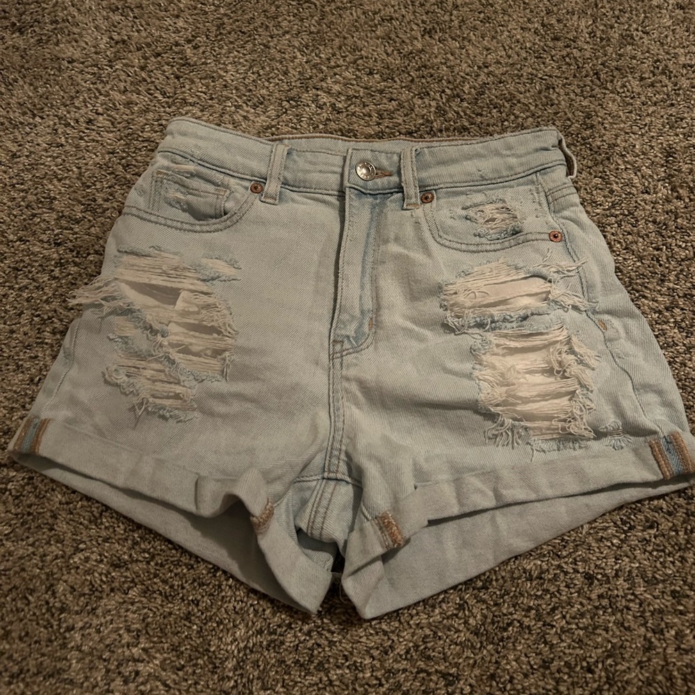 American eagle ripped jean shorts light wash